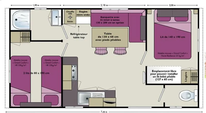 Mobil Home Candour 29 M² 2/5 Personnes +  Terrasse Couverte 21 M²