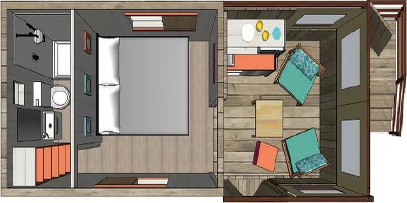 Roulotte 16 M²  Avec Sanitaires