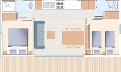 Mobile home VIA AUREA comfort 34 m2 2/6 people  air conditioning with semi-covered terr
