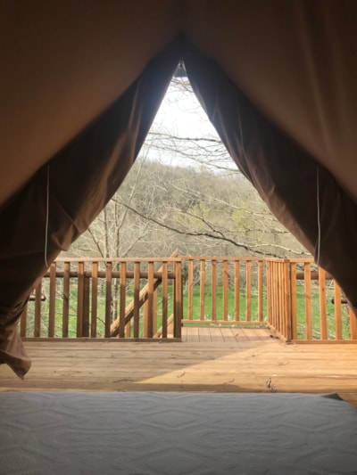 NID LODGE DUPLEX TENTS 46 m² half Canvas half Wood on Raised Floor