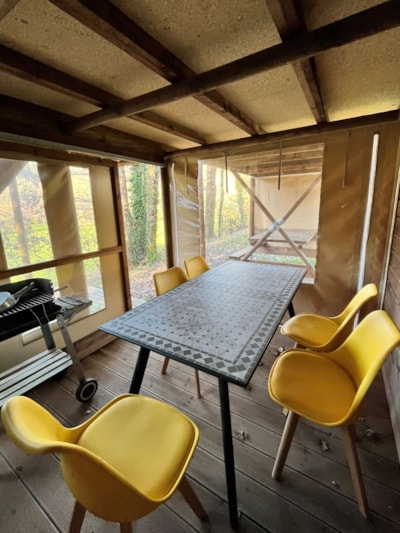 NID LODGE DUPLEX TENTS 46 m² half Canvas half Wood on Raised Floor