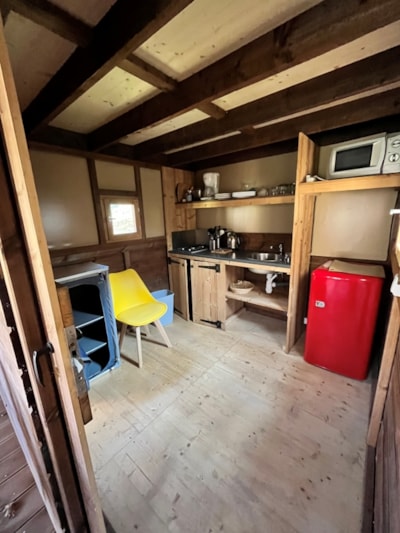 NID LODGE DUPLEX TENTS 46 m² half Canvas half Wood on Raised Floor