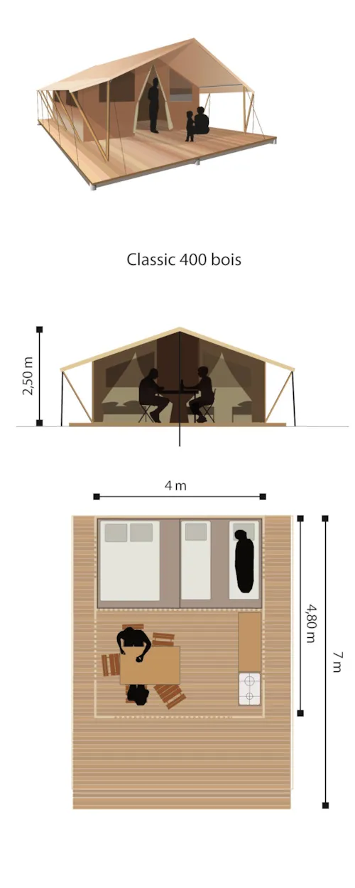 Mietunterkunft - Zelt(19 M2) - image n°4 - Camping Des 3 Lacs