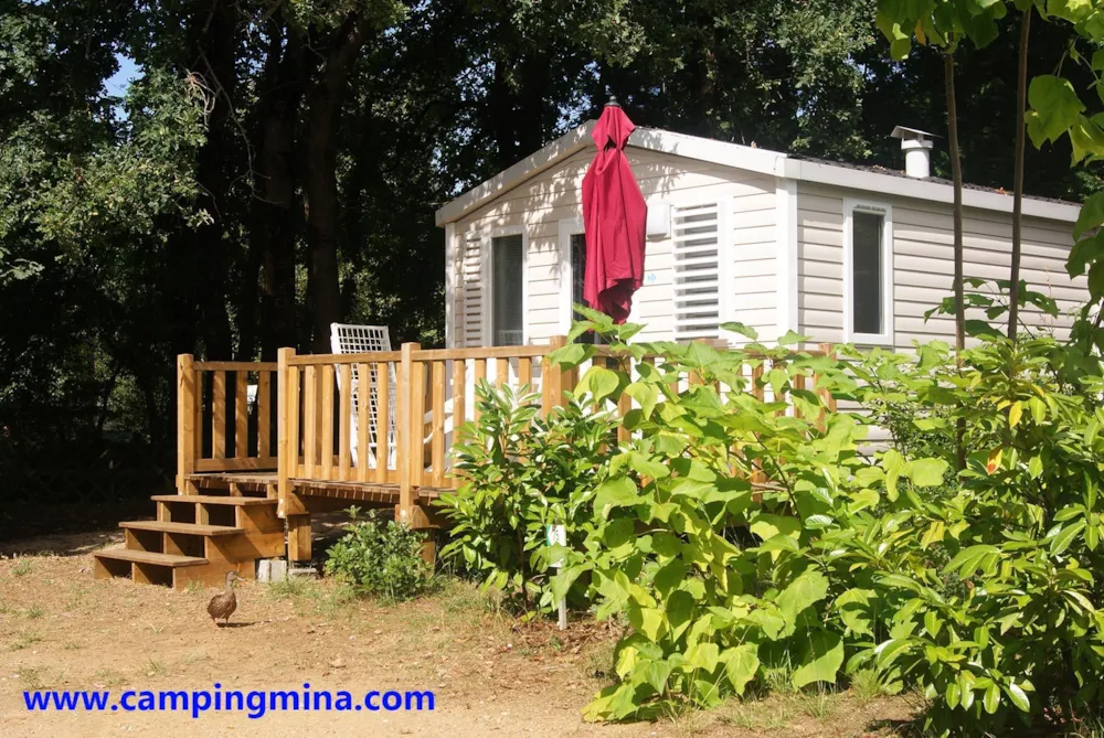 Mietunterkunft - Mobilheim Duo 17M² (1 Zimmer) + Terrasse Coté Étang -  Camping Les Étangs Mina