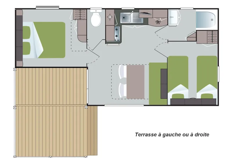 Mobil-Home Confort 29M² (2 Chambres) Avec Terrasse - Côté Camping