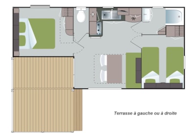 Mobil-home Confort 29m² (2 bedrooms) with terrace - campsite side — 3