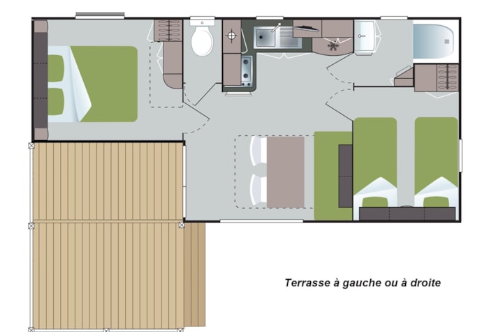 Mobil-Home Confort 29M² (2 Chambres) Avec Terrasse - Côté Camping