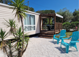 Mietunterkunft - Mobilheim Standard 2 Zimmers (28M² + Überdachte Terrasse + Fernsehen) - Camping la Provençale