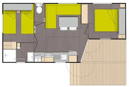 Bungalow 2 Cosy 2 Ch - Clim - Tv - Bbq - Ménage* -  31M2 + Terrasse Couverte