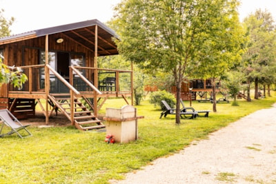 LODGE CABIN air-conditioned 2 bedrooms - COMFORT PREMIUM & FULL OPTIONS 40m2 (covered terrace 13m2)