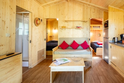 LODGE CABIN air-conditioned 2 bedrooms - COMFORT PREMIUM & FULL OPTIONS 40m2 (covered terrace 13m2)