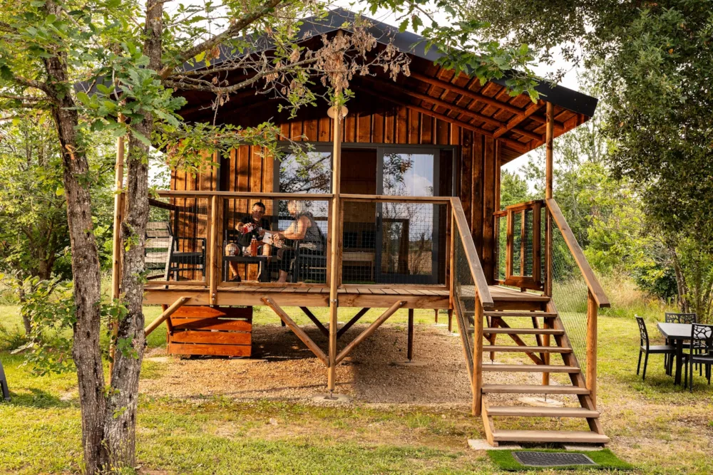 Location - Cabane Lodge Premium 2Ch - Clim-Lv -Tv-Bbq- Ménage*,Draps,Draps De Bain- 40M2 Terrasse Couverte 13M2 - Les Chalets de Fiolles