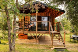 Location - Cabane Lodge Climatisée 2 Chambres - Confort Premium & Full Options - 40M2 (Terrasse Couverte 13M2) - Les Chalets de Fiolles