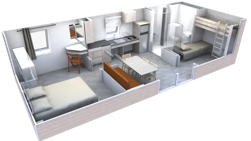 Mobil Home Grand Espace Pmr Confort 35M² 2 Chambres + Terrasse Couverte 15M² + Clim