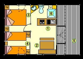BUNGALOW Classic 4pers 30m² sheltered terrace 2 bedrooms — 6