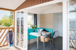 Mobilheim Premium 4Pers 2 Schlafzimmer - Klimaanlage, Bettwäsche, Überdachte Terrasse