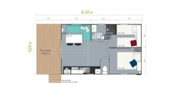 Mietunterkunft - Mobilheim Premium 4Pers 2 Schlafzimmer - Klimaanlage, Bettwäsche, Überdachte Terrasse - Camping du Chêne Vert