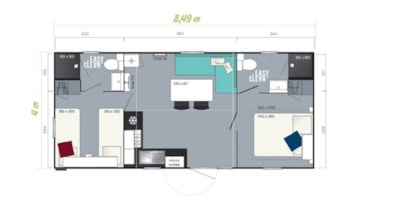 Mobile-home PREMIUM+ 4pers 2 bedrooms, 2 bathrooms - air-conditioning ,sheets — 5