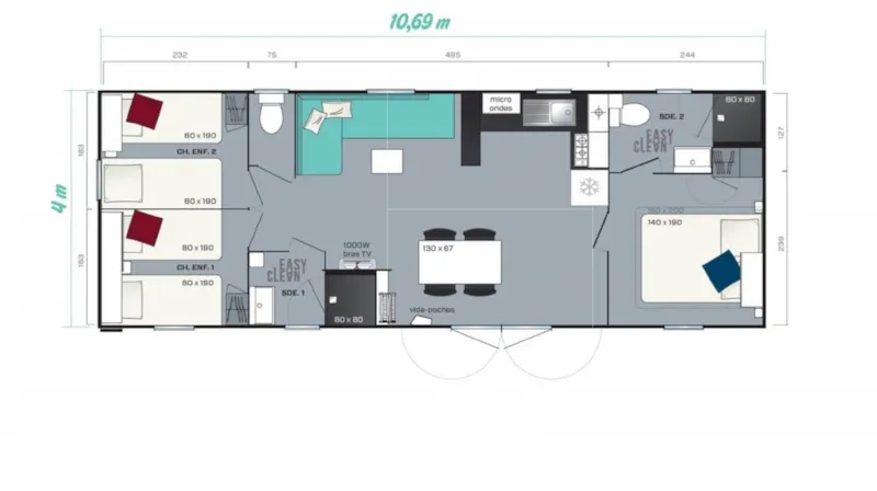 Mh Premium+ 6Pers / 3Ch, Climatisé, Télé,2 Sdd, 2 Wc, 1 Privative + 1 Familiale, Draps, Serviettes