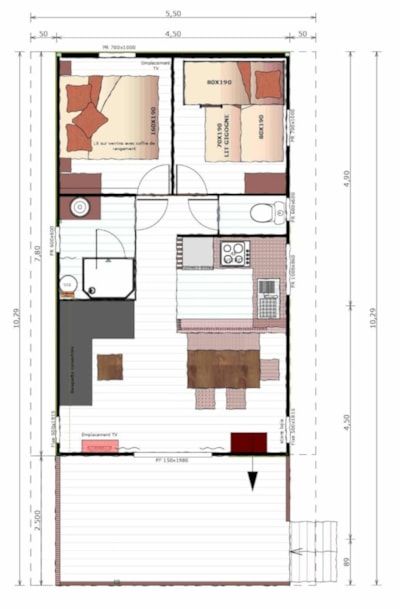 Eco-Lodge VIP 35m² with playground view, 2 bedrooms, 1 bathroom (bed linen provided)