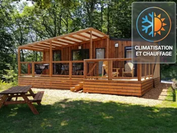 Location - Eco-Lodge Manyara 34M² - Chalet Luxe Climatisé (2 Ch/Sdb, Lits Faits) - Camping Le Plô