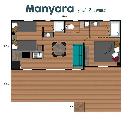 Eco-Lodge Manyara 34M² - Chalet Luxe Climatisé (2 Ch/Sdb, Lits Faits)