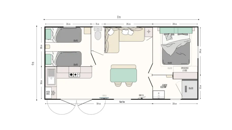 Mobil Home Premium Riviera - Vue Mer - 2 Chambres. 2 Mobil Home (R05 / R06)