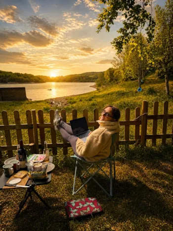 Stellplatz - Stellplatzpaket 2 Personen Mit Strom (Max. 6 Personen Mit Zuschlägen) Seeblick - Les Rives du Lac de Laouzas