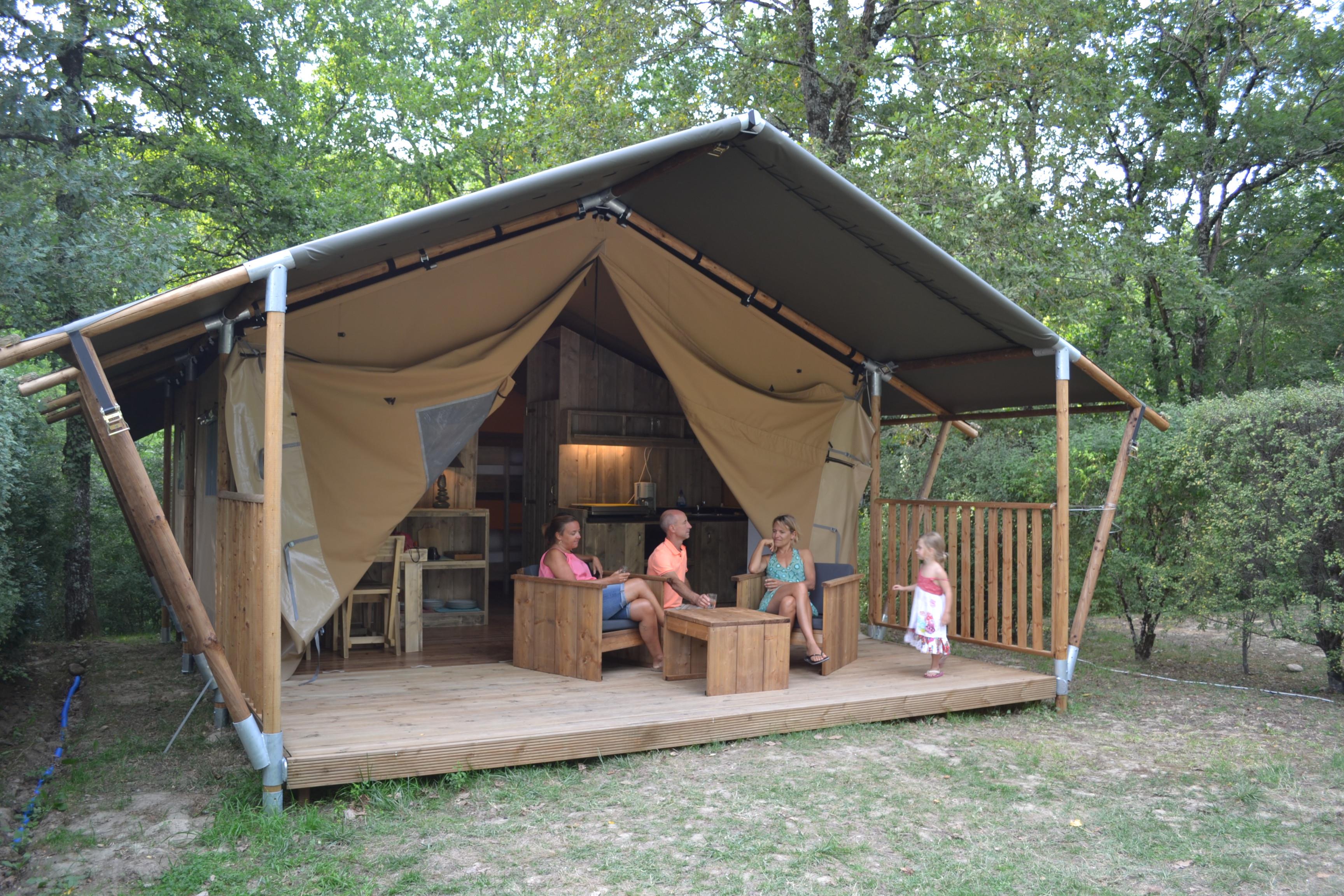 Location - Lodge Safari - 25M² - 2 Chambres + Terrasse 10M2 - Camping Saint Pierre de Rousieux