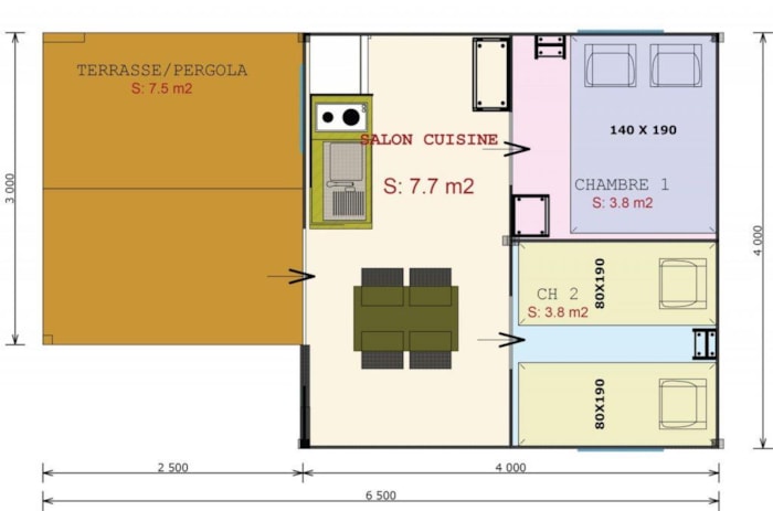Bungalow Toilé Funflower Confort 24M² - 2 Chambres + Terrasse