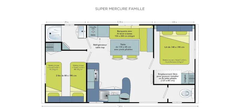 Mobil-Home Standard 27M²  2 Ch  (2005/2013)