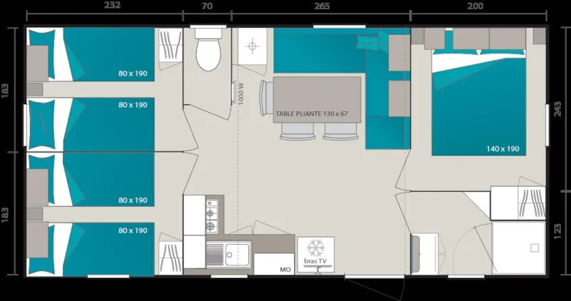 Mobilhome Bahamas Confort 34M² - 3 Chambres + Terrasse Couverte + Lave Vaisselle