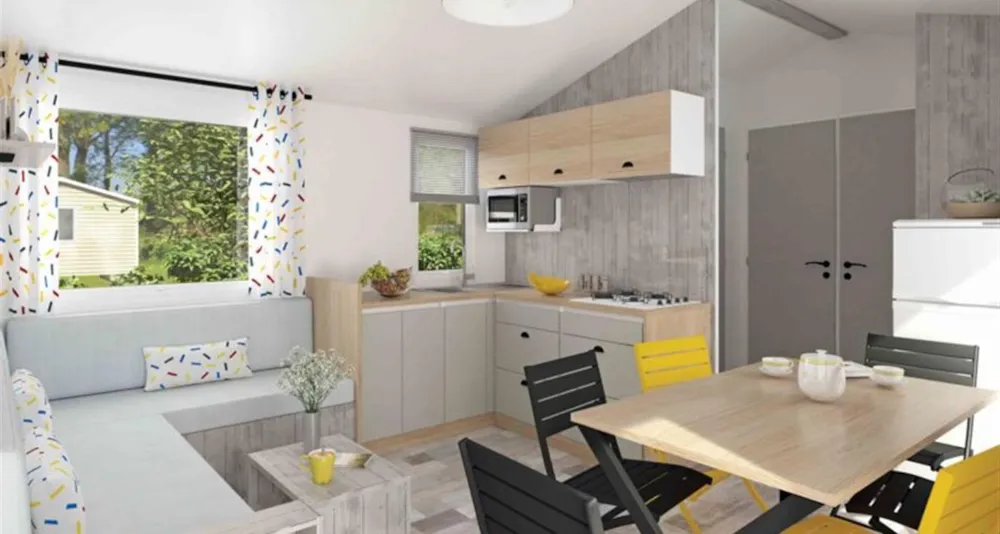 Mietunterkunft - Mobilheim Santa Fe Premium 36M² - 3 Zimmer + 2 Badezimmer + Überdachte Terrasse - Camping La Touesse