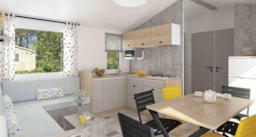 Mietunterkunft - Mobilheim Santa Fe Premium 36M² - 3 Zimmer + 2 Badezimmer + Überdachte Terrasse - Camping La Touesse