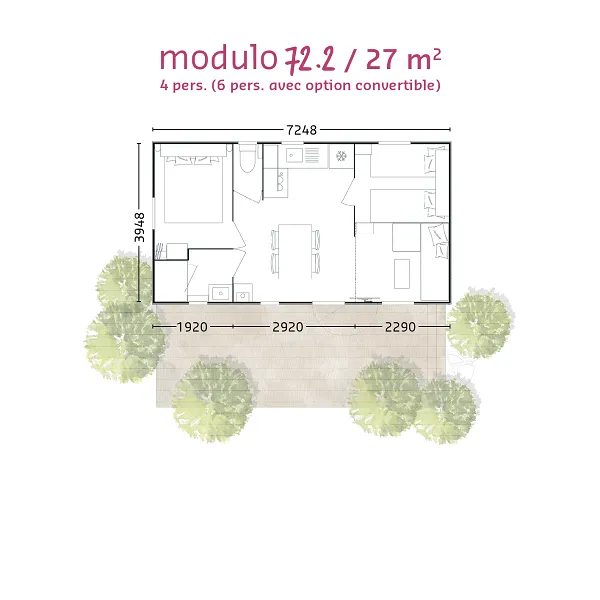 Mobilhome Bahia Modulo Confort + - 27M² - 4/6 Personnes - 2 Chambres