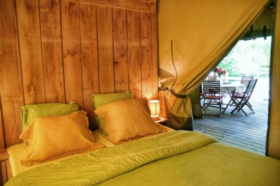 Lodge tent with bathroom