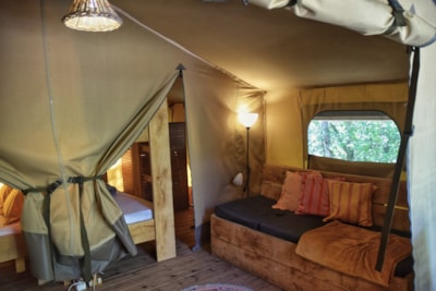 Lodge tent with bathroom