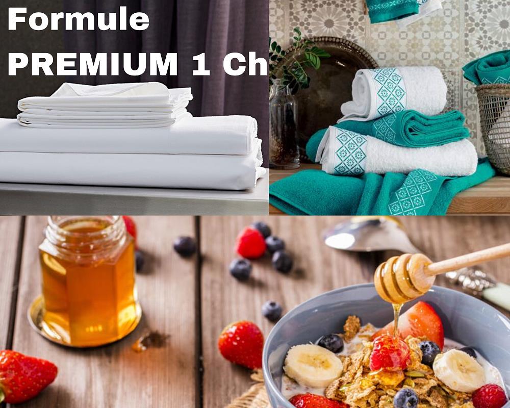 Formule PREMIUM - Chalet ou mobile-home 1 chambres = Pdj +draps + serviettes +ménage