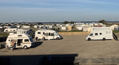 Pitch + motor home outside the gate