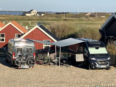 Pitch + motor home outside the gate