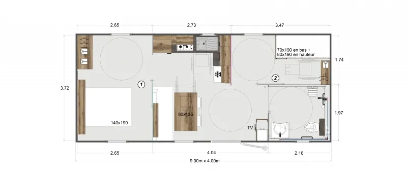 Mobil-Home Premium - 33M² - 2 Chambres + Climatisation (Accessible Pmr)