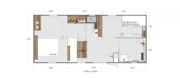 Mobil-Home Pmr 2 Chambres Climatisation