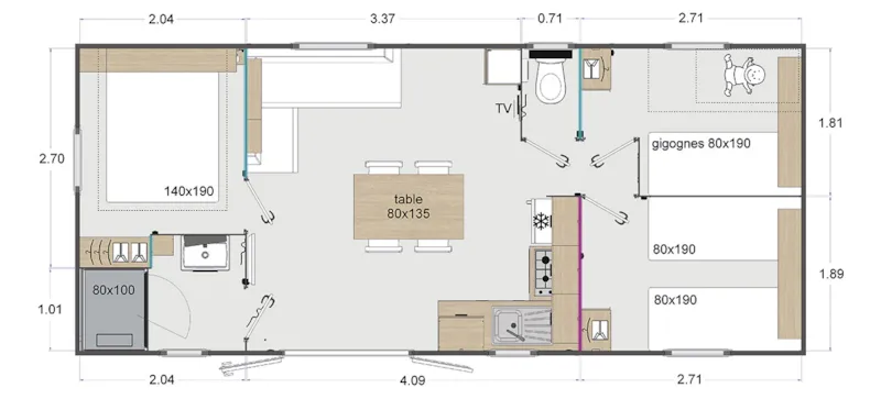 Mobil-Home 6 Pers 1Sdb Clim 2024