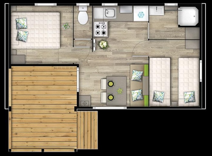 Mobil Home Malaga Duo Compact 23M² + Terrasse Couverte Nouveauté 2016