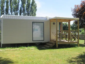 Mietunterkunft - Mobilheim Malaga Duo Compact 23M² + Überdachte Terrasse - Camping Val de Boutonne