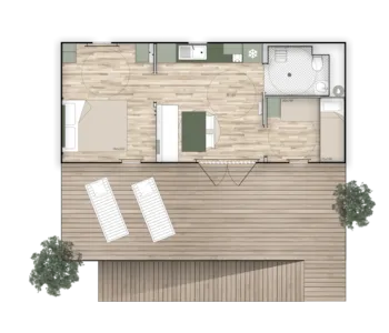 Mietunterkunft - Mobilheim 2 Zimmer Pmr 35 M² – Überdachte Terrasse - Camping Val de Boutonne