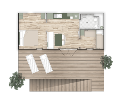 Mobile home 2bed PMR 35m² - covered terrace - optional air conditioning — 1