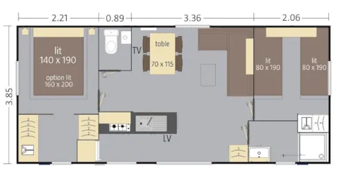 Accommodation - Mobilhome Paradise Air-Conditioned - Saturday - image n°5 - Camping Bel Air