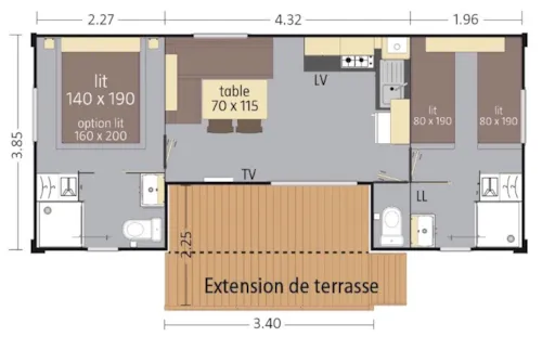 Accommodation - Mobilhome Diamond Air-Conditioned - Sunday - image n°5 - Camping Bel Air
