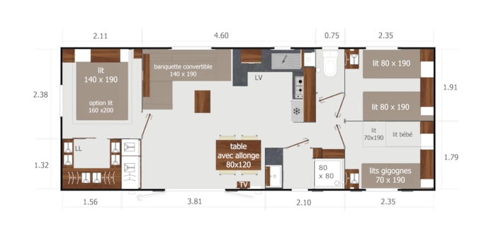 Mh Premium 40M² 3 Chambres + 2 Salles De Bains + Terrasse Couverte 18M² + Tv+ Clim
